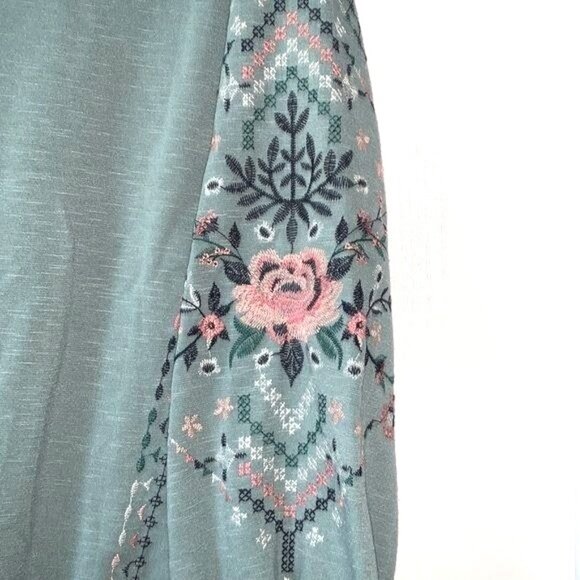 Knox Rose Embroidered Sage Green Long Sleeve Sweatshirt S - Picture 8 of 11